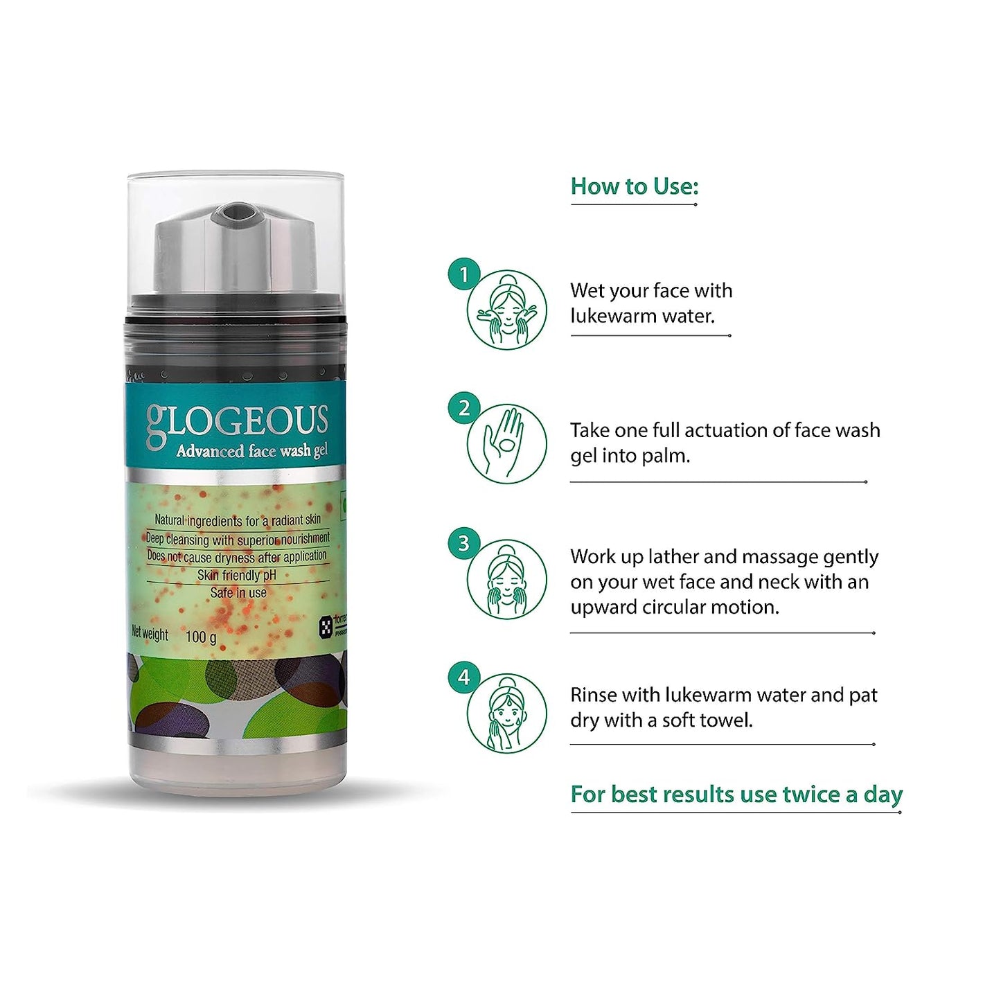 Glogeous, Advanced Face Wash Gel, For Rejuvenated And Glowing Skin